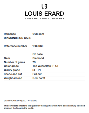 Louis Erard Watch Ladies Chronograph Romance Diamond Black 12820SE04.BDCC5