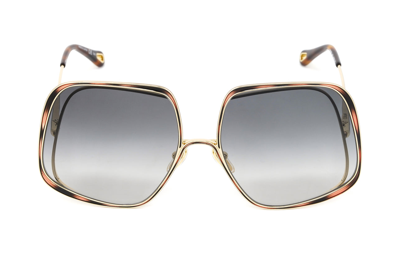 Chloé Women's Sunglasses Hanah Oversized Square Tortoise/Gold CH0035S-001 62