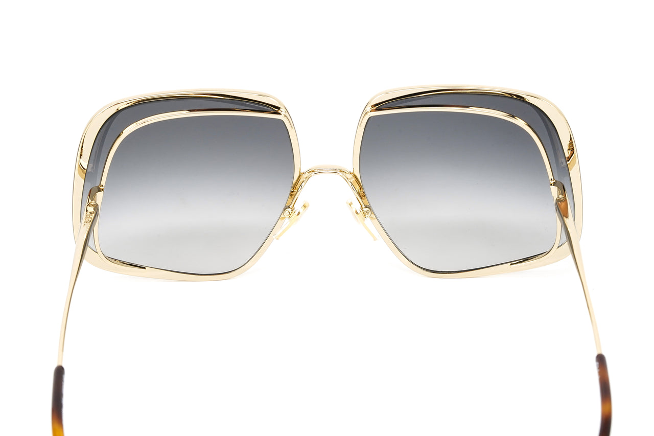 Chloé Women's Sunglasses Hanah Oversized Square Tortoise/Gold CH0035S-001 62