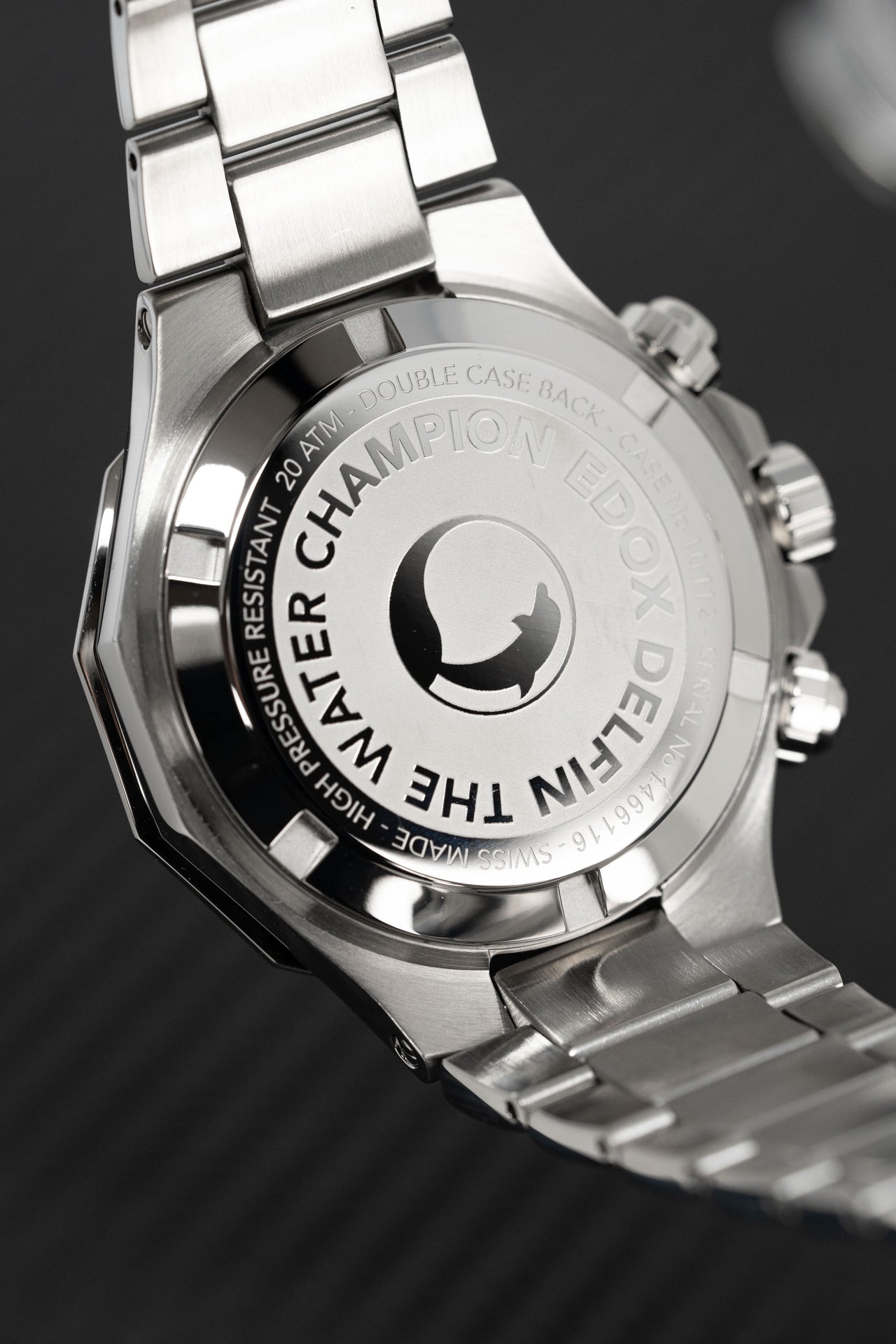 Edox Men's Watch Delfin The Original Chronograph Black Steel 10112-3NM-NIN