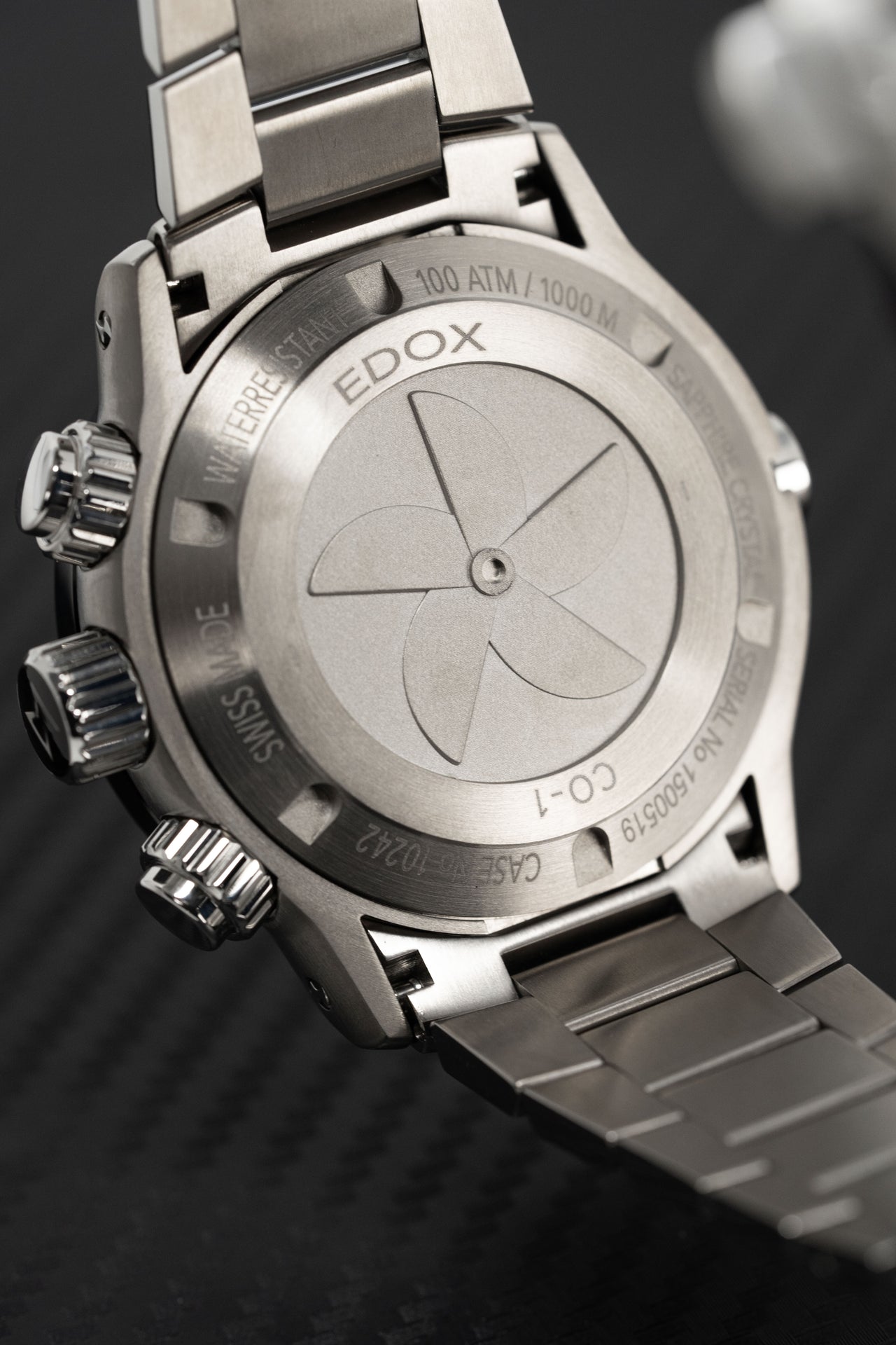 Edox Men's Watch CO-1 Chronograph Black Titanium 10242-TINM-GIDNO
