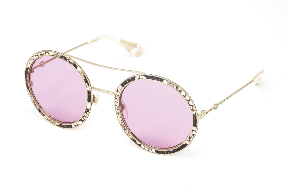 COPY - Gucci studded pink sunglasses Gucci GG0113S Pink Crystal Round Gold Sunglasses main image 2