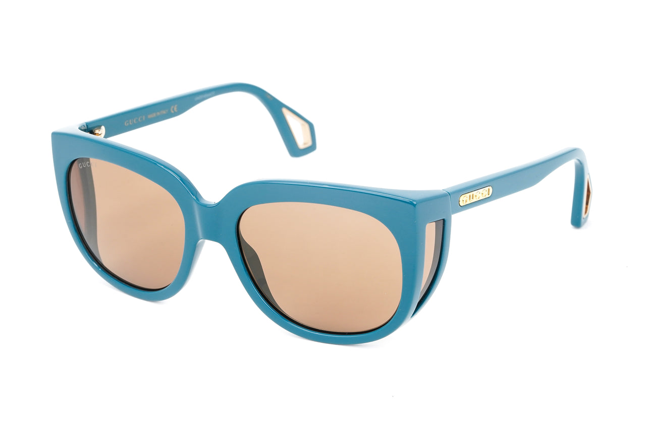Gucci Women's Sunglasses Wraparound Rectangle Turquoise GG0468S-005 57
