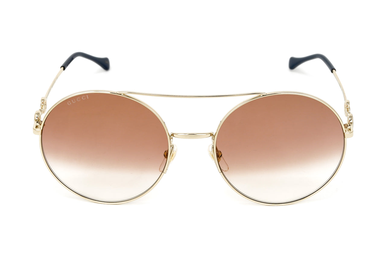 Gucci Women's Sunglasses Round Gold Pink GG0878S-003 59