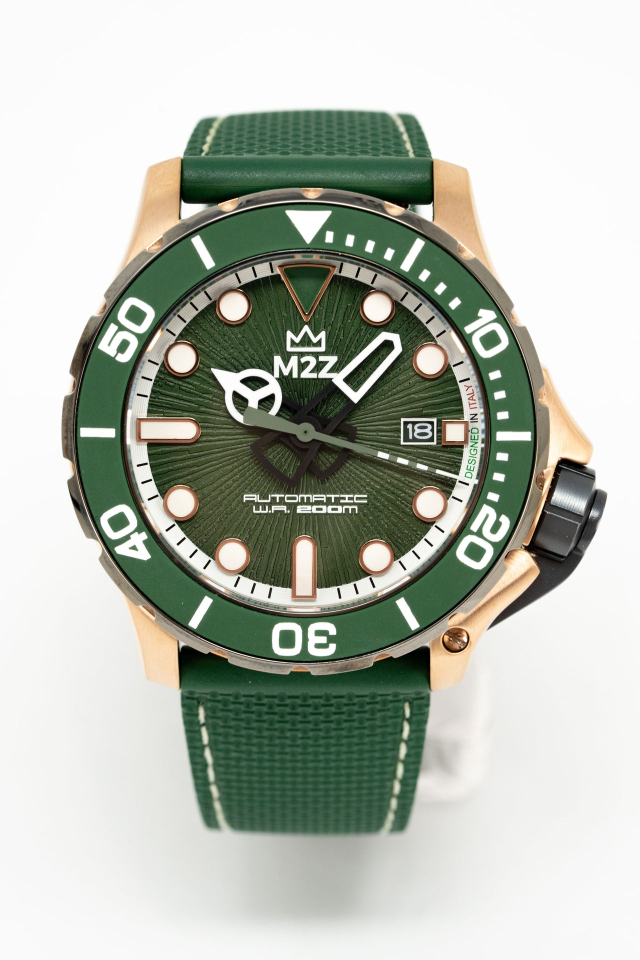 M2Z Men's Watch Diver 200 Green/Rose Gold 200-010