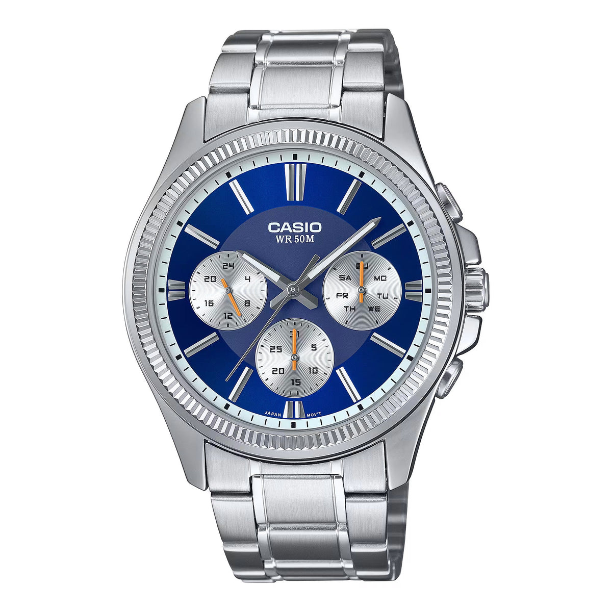 Casio Chrono 42mm Silver Men's Navy Analogue Watch MTP-1375D - Main Image
