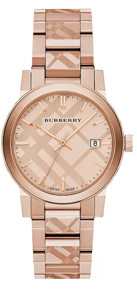 Burberry Unisex Watch The City 38mm Engraved Check Watch BU9039