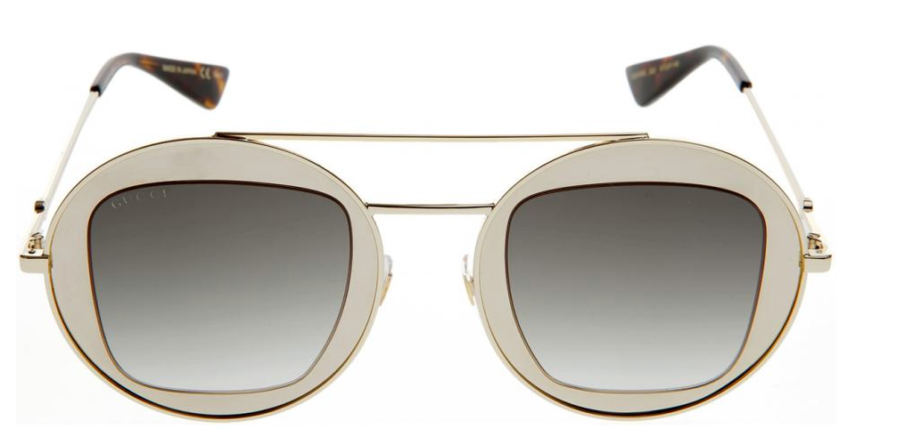 Gucci Women's Sunglasses Oversized Round Gold GG0105S-002 47