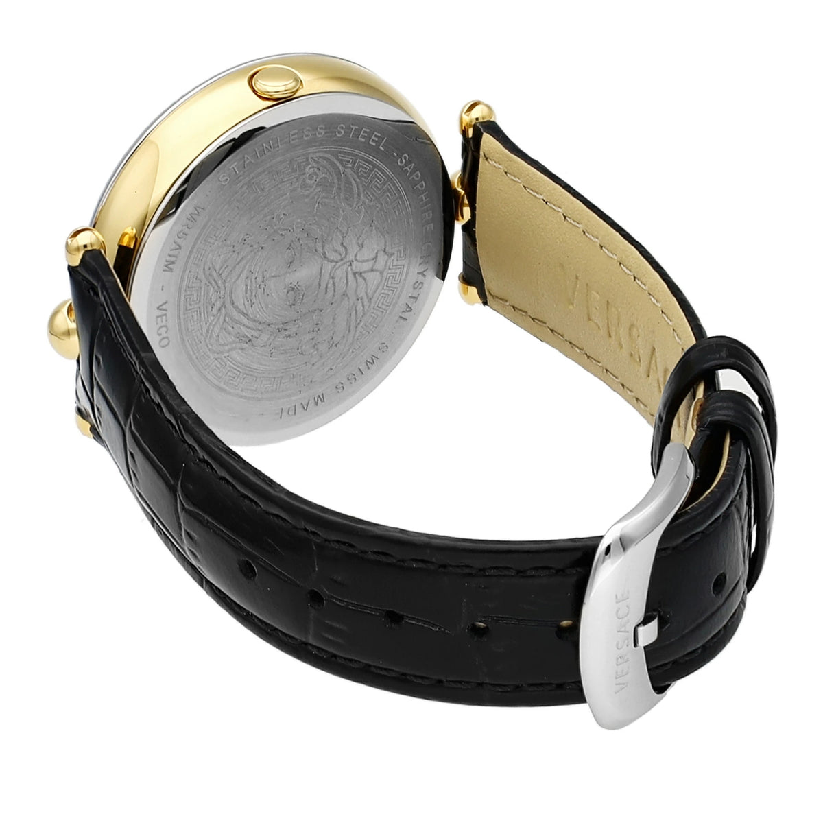 Versace VECO1922 Palazzo Empire 39mm w Leather Strap Black/Gold New Ladies Watch Versace Ladies Watch Palazzo Empire 39mm Black VECO01622  main image 2