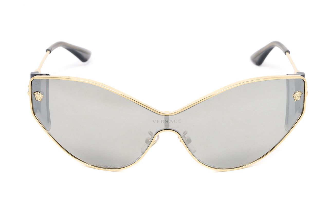 Versace Women's Sunglasses Cat Eye Pale Gold Silver Mirror VE2239 12526G