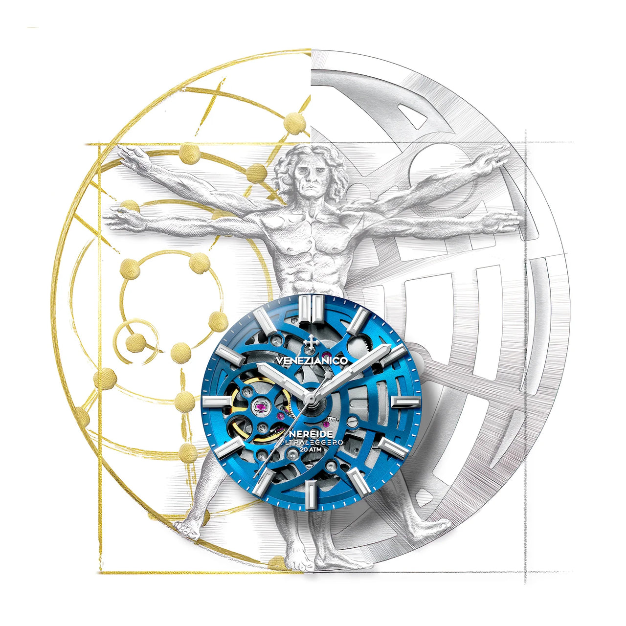 Venezianico Automatic Watch Nereide UltraLeggero 42 Skeleton Aqua 3921506
