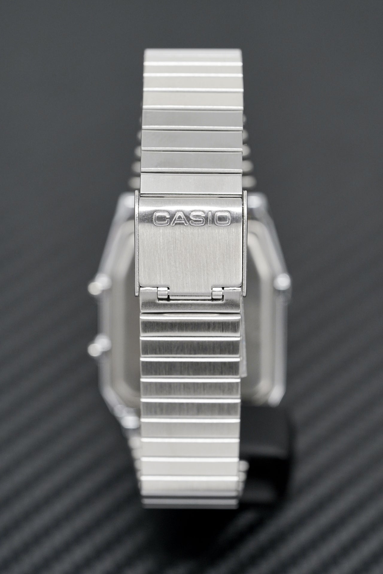 Casio Watch Vintage Dual Time Black Steel Flat Link AQ-800E-1ADF