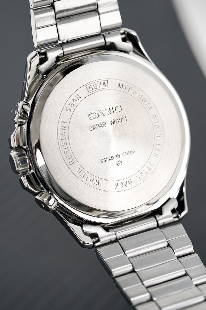 Casio Chronograph 47mm Silver Men's Stainless Steel Watch MTP