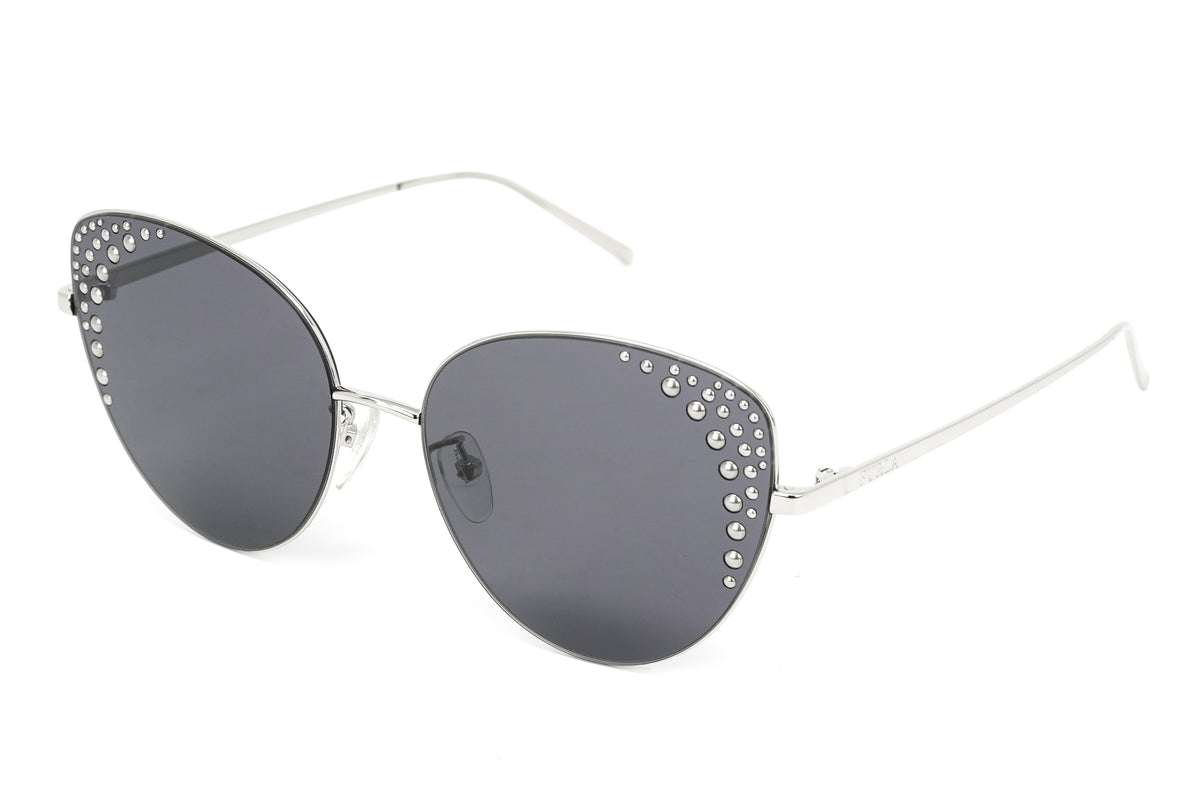 Lunettes De Soleil Furla Cat Eye SFU508 - Gris Et Violet Marbré, UV400, Made In Italy