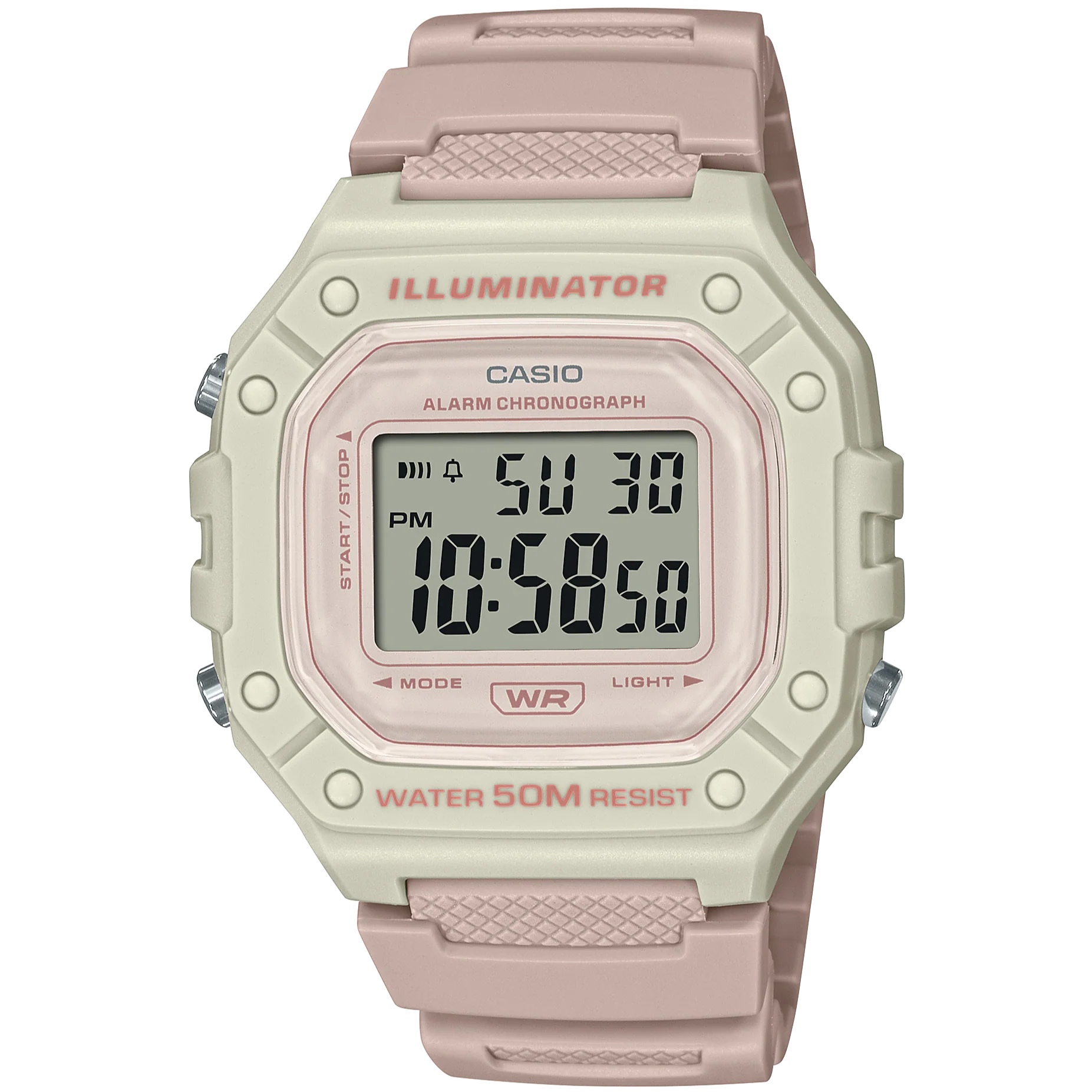 Casio Watch Chronograph Digital White Pink W-218HC-4A2VDF