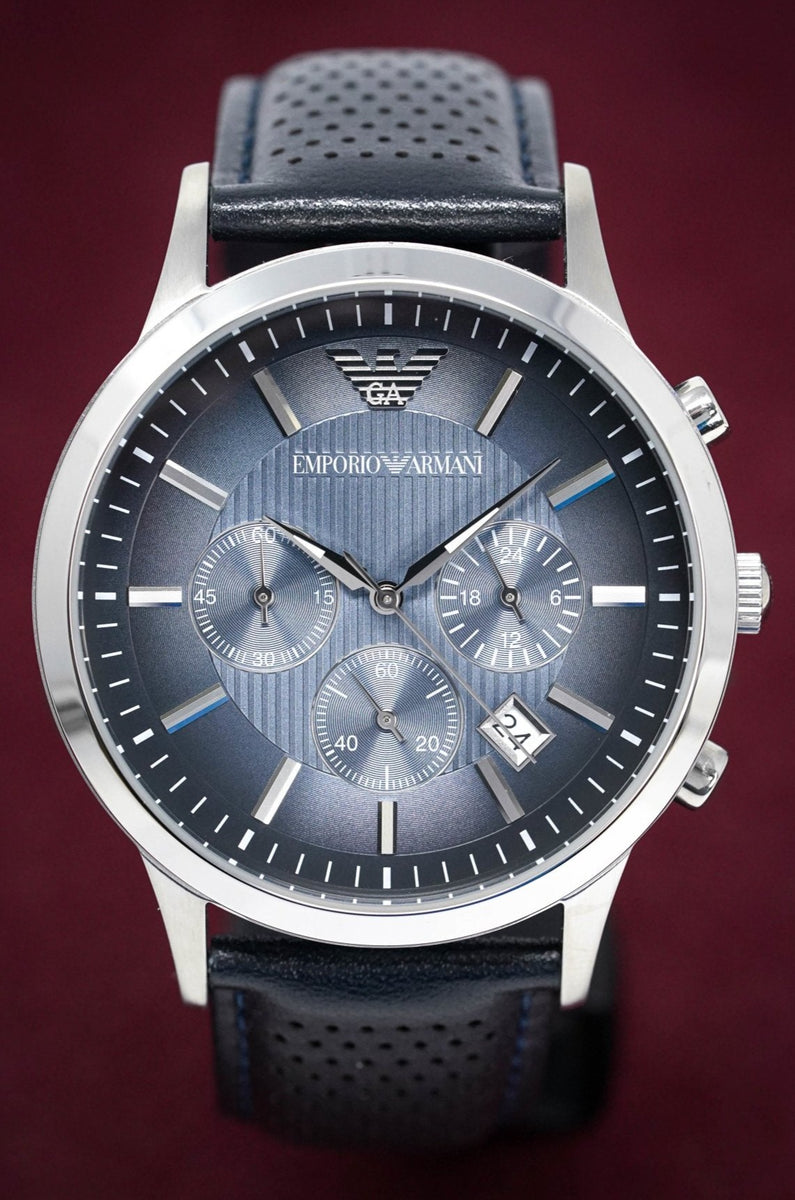 & – Armani Blue Emporio Men\'s AR2473 Renato Crystals Watch Chronograph Watches