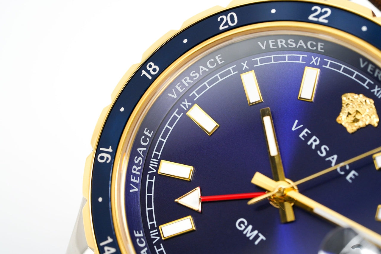 Versace Men's Watch Hellenyium GMT Blue Leather V11080017 - Watches & Crystals