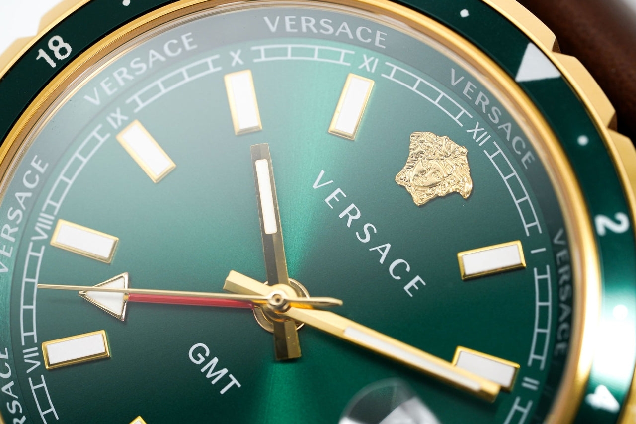 Versace Men's Watch Hellenyium GMT Green Leather V11090017 - Watches & Crystals
