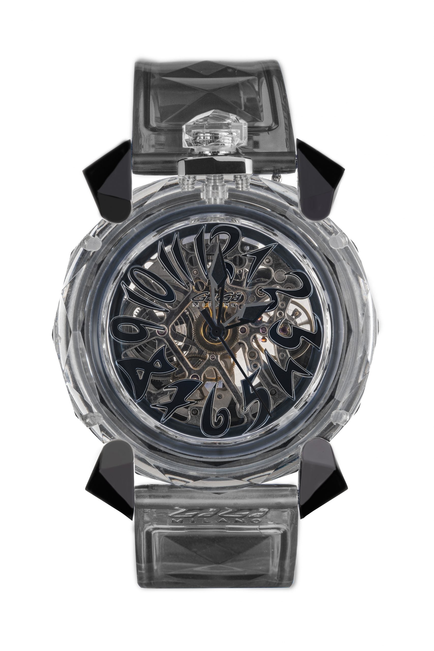 Milano Watch Crystal 46mm Skeleton Black