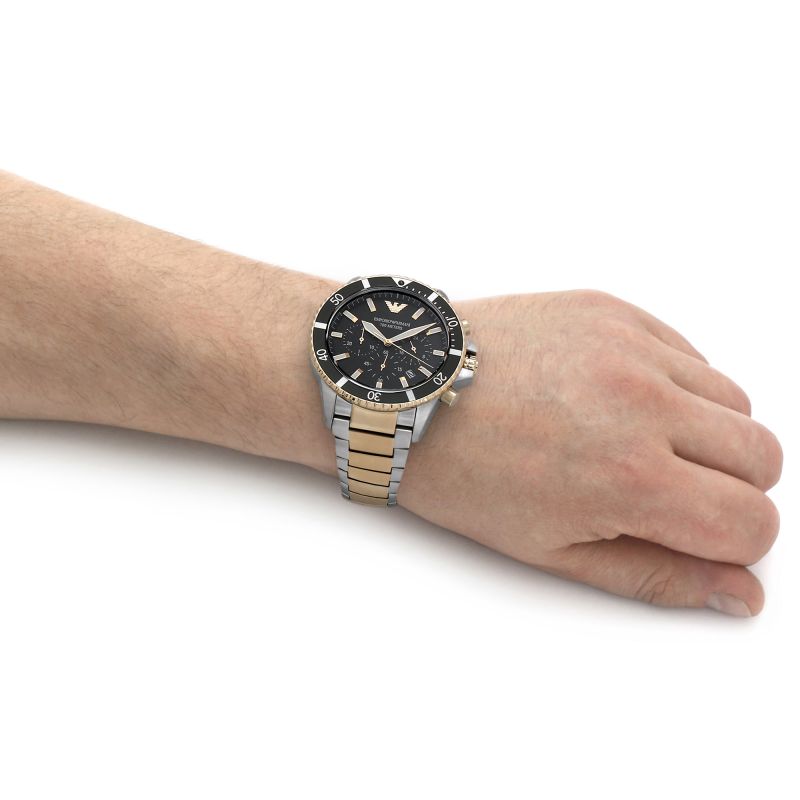Emporio Armani Men's Watch Diver Chronograph 43mm Green AR11361