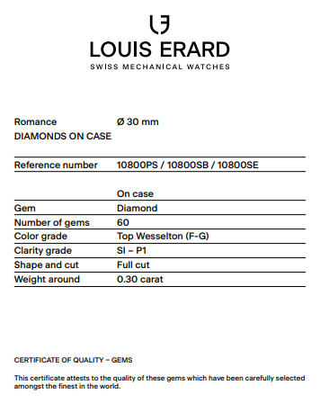 Louis Erard Watch Ladies Diamonds Romance 10800SE01.BDCA5