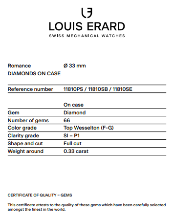 Louis Erard Watch Ladies Diamonds Romance 11810SE01.BDCB5