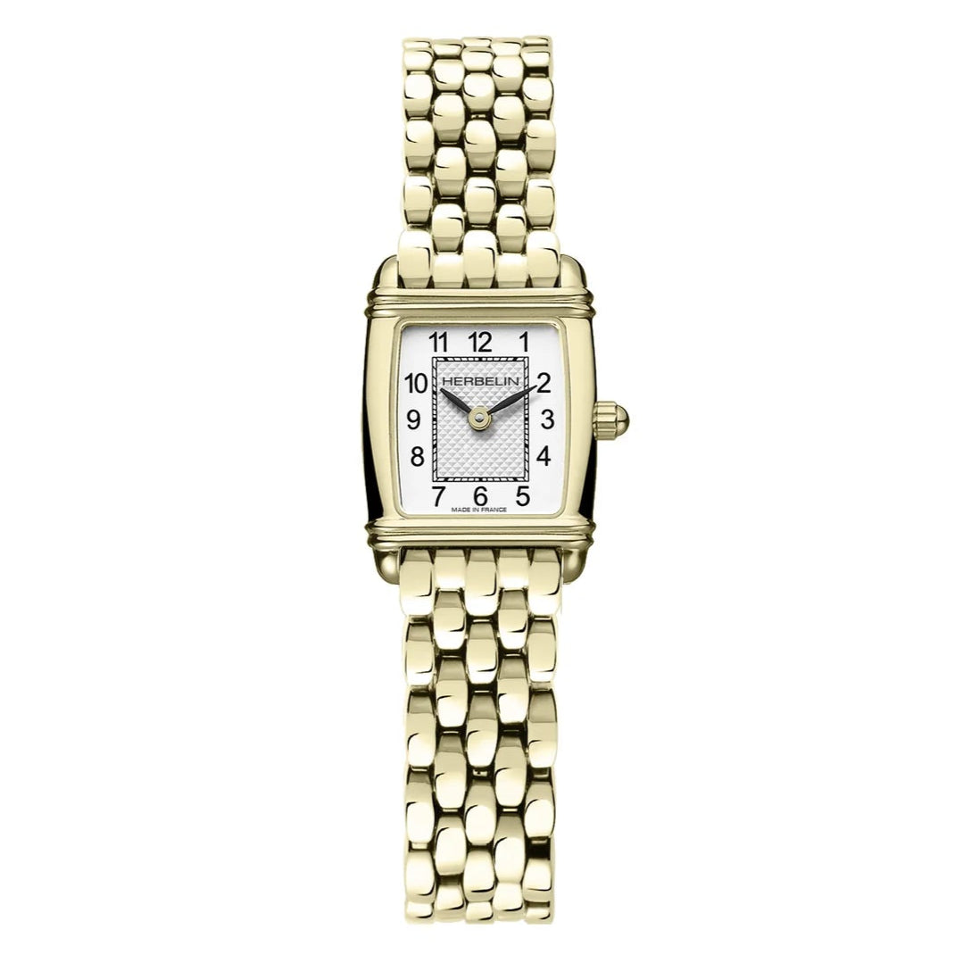 Herbelin Ladies Art Deco Tonneau Gold Watch 17438BP1N22