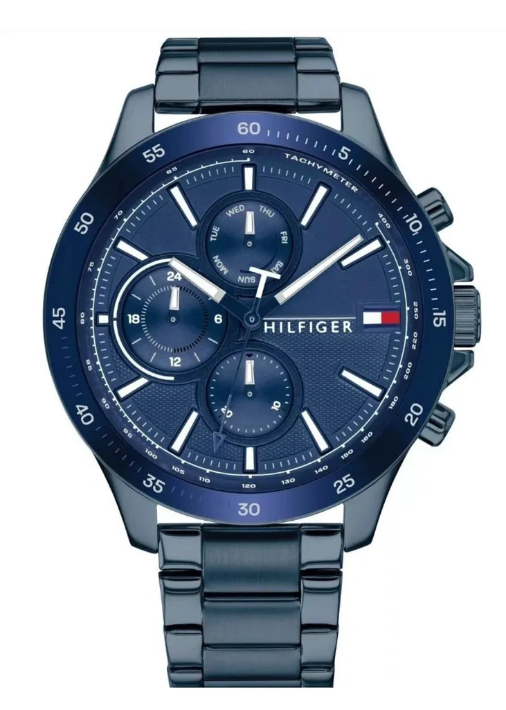 Tommy Hilfiger Men's Watch Chronograph Bank Blue PVD 1791720