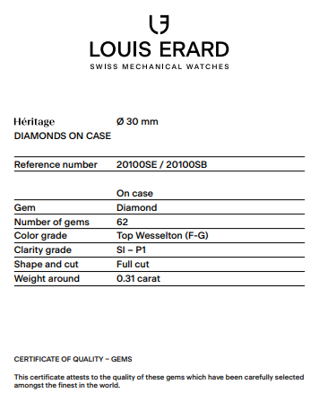 Louis Erard Watch Ladies Heritage Sport Grey Diamond 20100SE03.BMA17