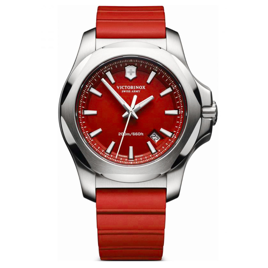 Victorinox Mens Watch I.N.O.X Red Dial Rubber Strap 241719.1