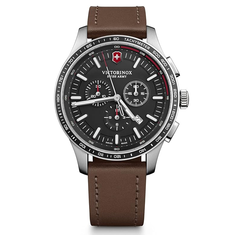 Victorinox Men's Watch Chronograph Alliance Sport Black Brown Leather 241826