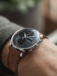 Thumbnail for Junghans Meister Chronoscope Men's Grey Brown Watch 27/4224.03