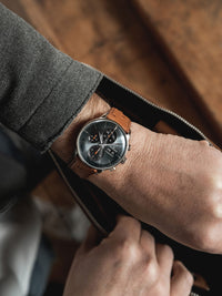 Thumbnail for Junghans Meister Chronoscope Men's Grey Brown Watch 27/4224.03