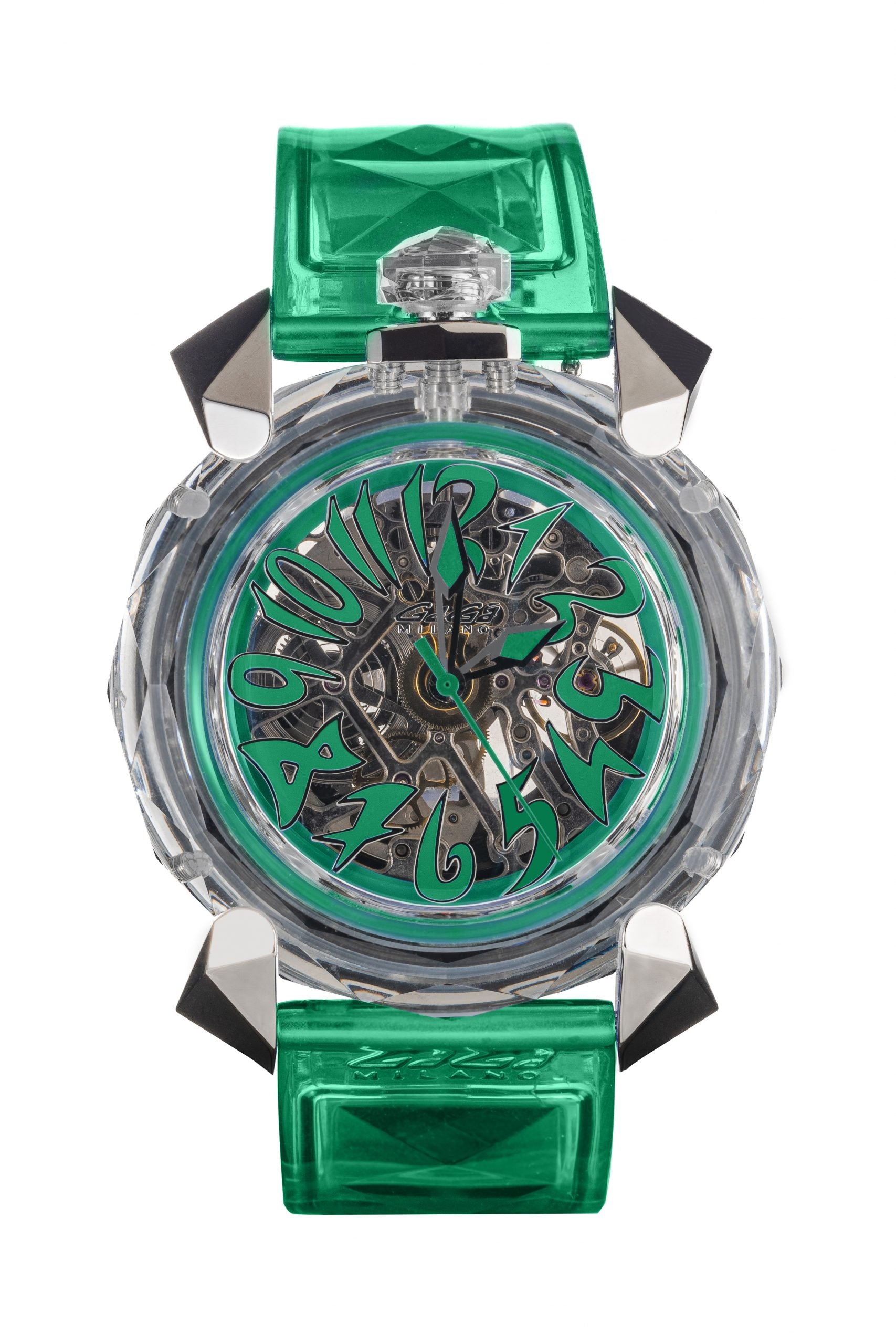 Milano Watch Crystal 46mm Skeleton Green