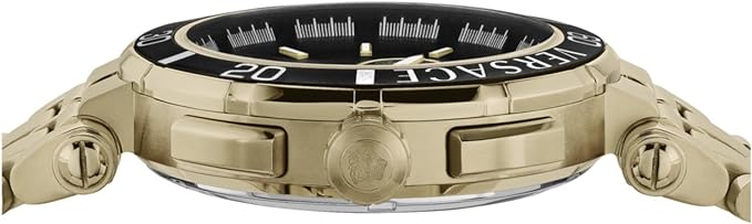 Versace Men's Watch 45mm Greca Chronograph Black Gold VE3L00522