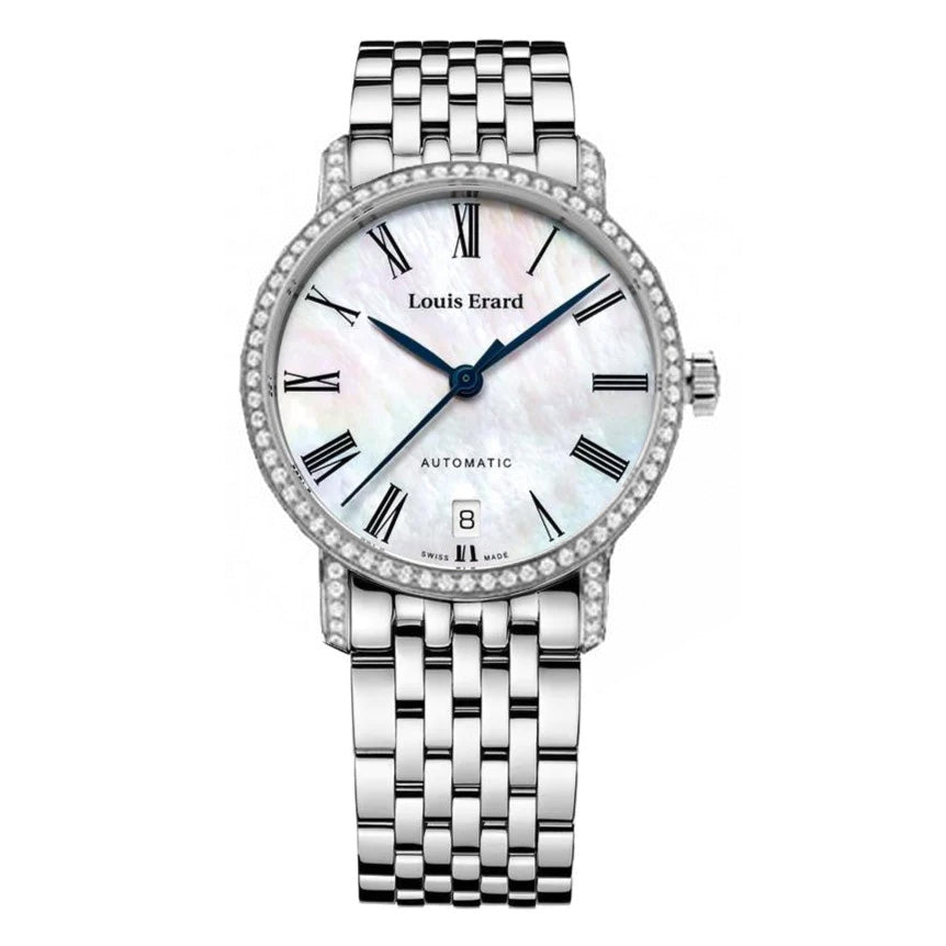 Louis Erard Ladies Diamond Watch Automatic Excellence White Mother of Pearl 68235FS04.BMA34
