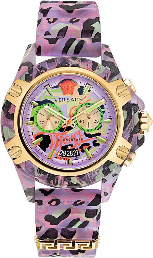 Versace Unisex Watch Chronograph Active Lilac Leopard VEZ700722