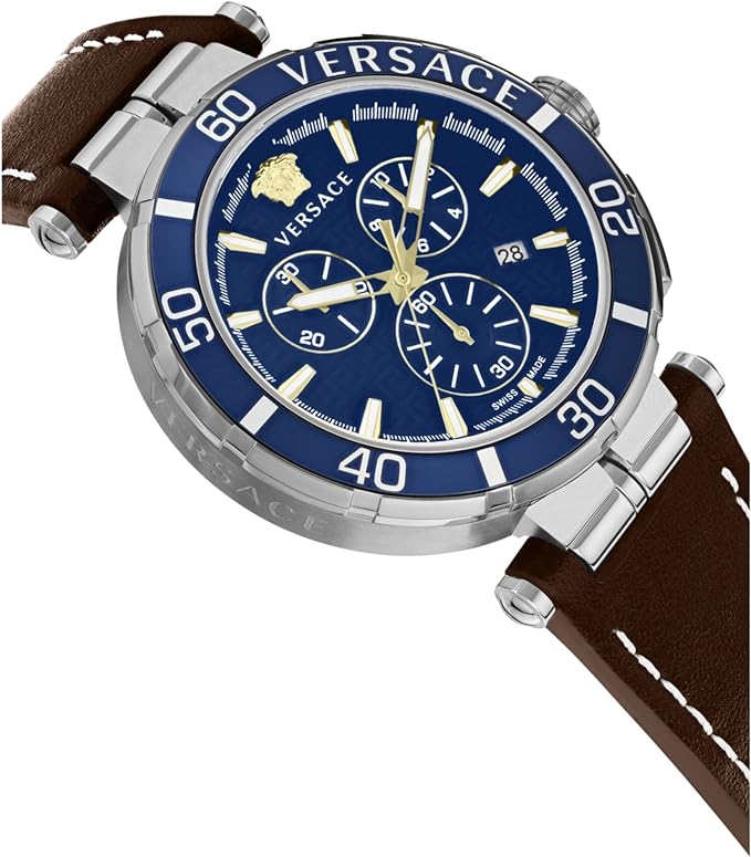 Versace Men's Watch 45mm Greca Chronograph Blue VE3L00122