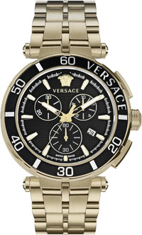 Thumbnail for Versace Men's Watch 45mm Greca Chronograph Black Gold VE3L00522