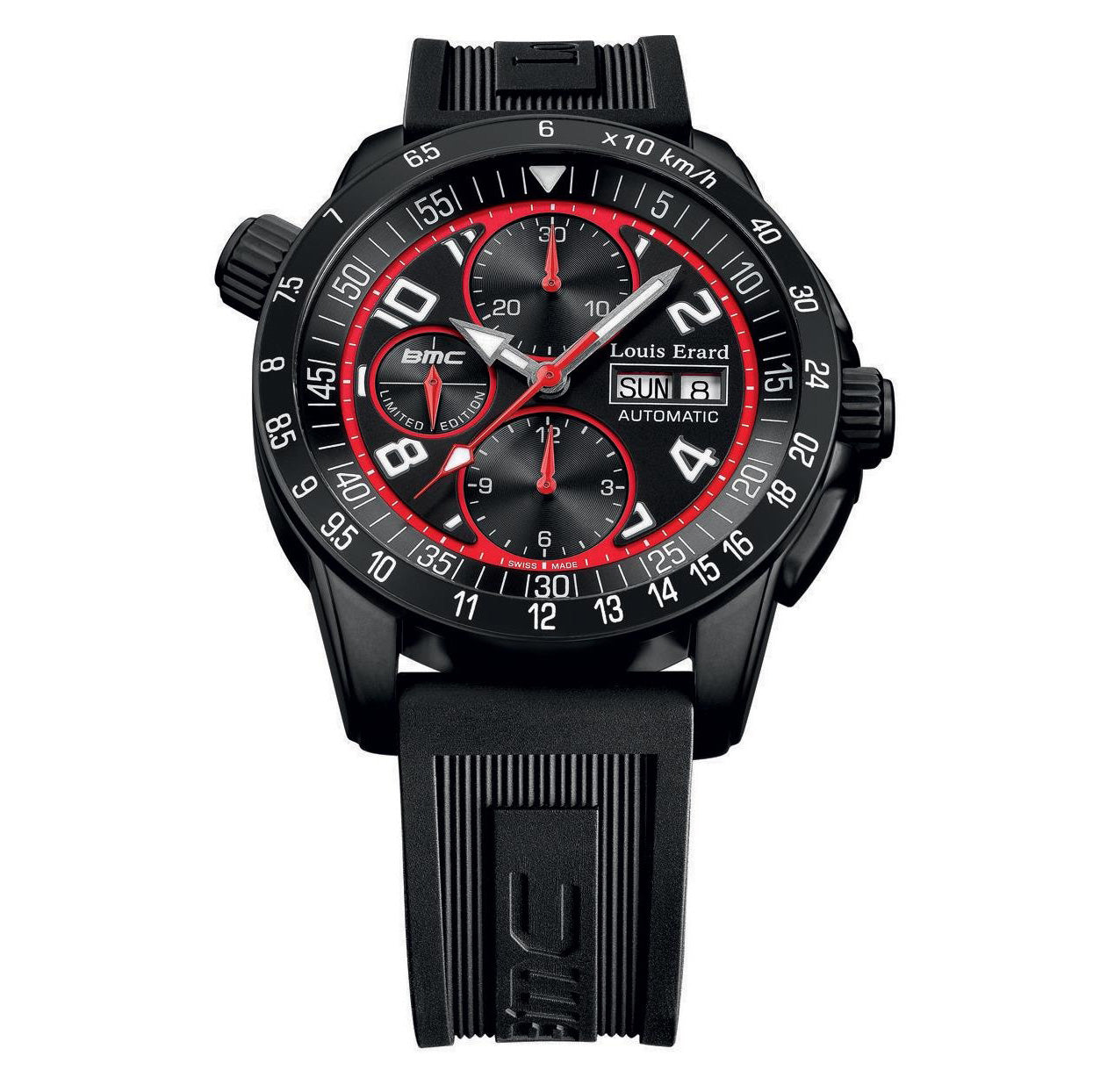 Louis Erard Watch Men's Automatic La Sportive Chronograph Black & Red 78420AN50.BDE11