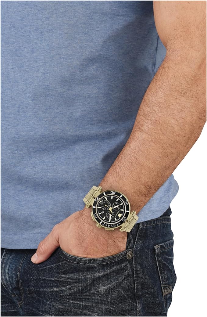 Versace Men's Watch 45mm Greca Chronograph Black Gold VE3L00522