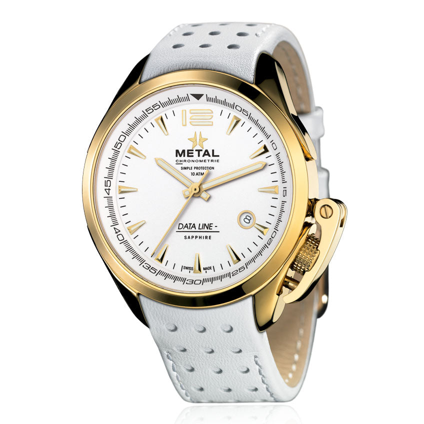 Metal.ch Men's Watch Data Line Collection White/Gold PVD 8310.41