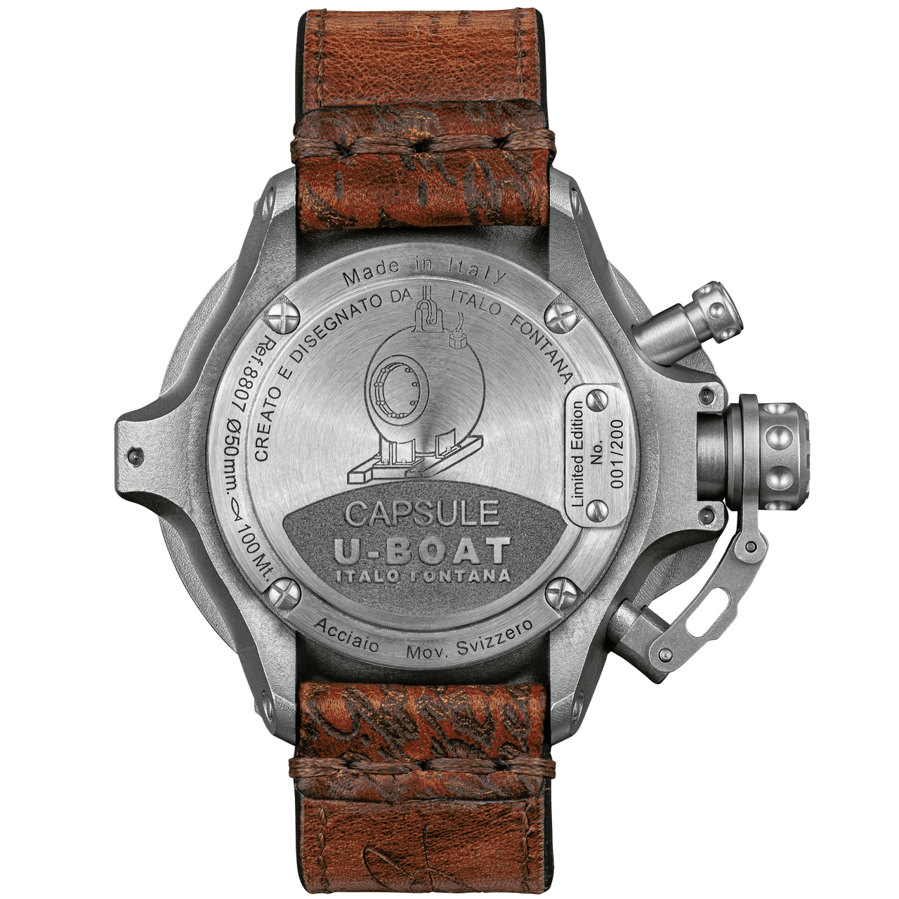 U-Boat Men's Watch Capsule 50mm Limited Edition Black Brown 8807