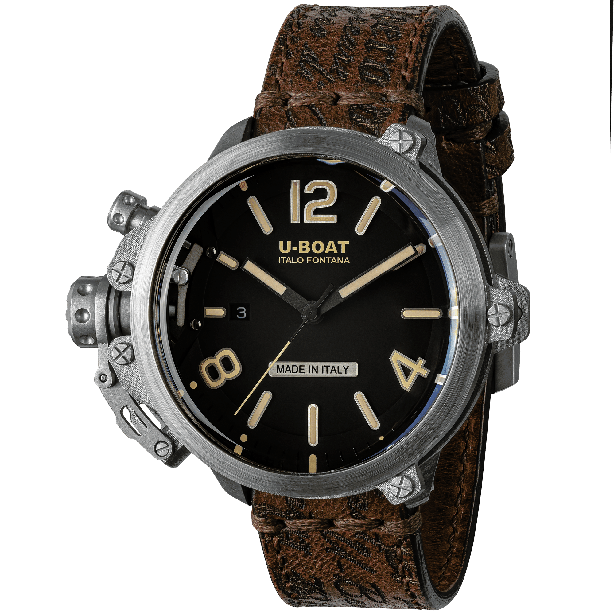 U-Boat Men's Watch Capsule 50mm Limited Edition Black Brown 8807