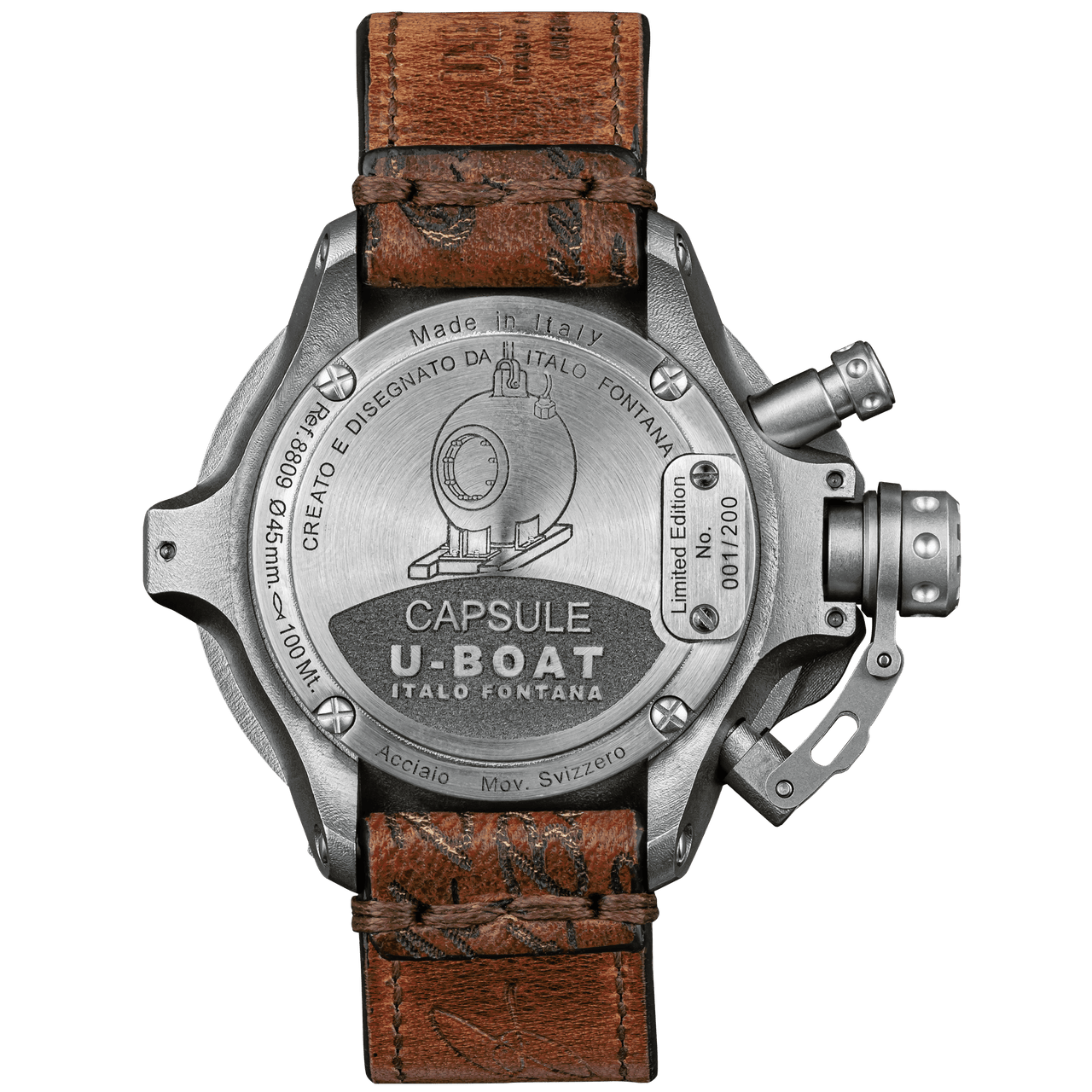 U-Boat Men's Watch Capsule 45mm Limited Edition Black Brown 8809