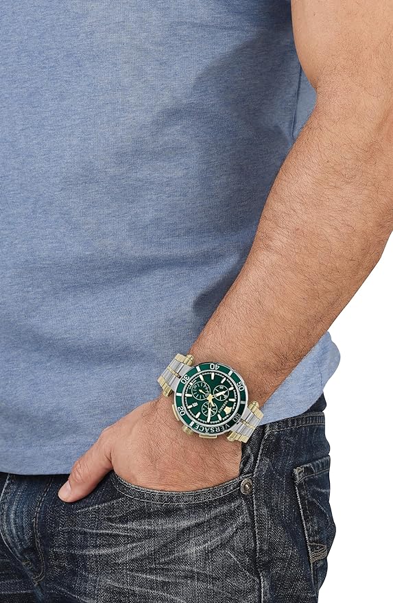 Versace Men's Watch 45mm Greca Chronograph Green VE3L00422