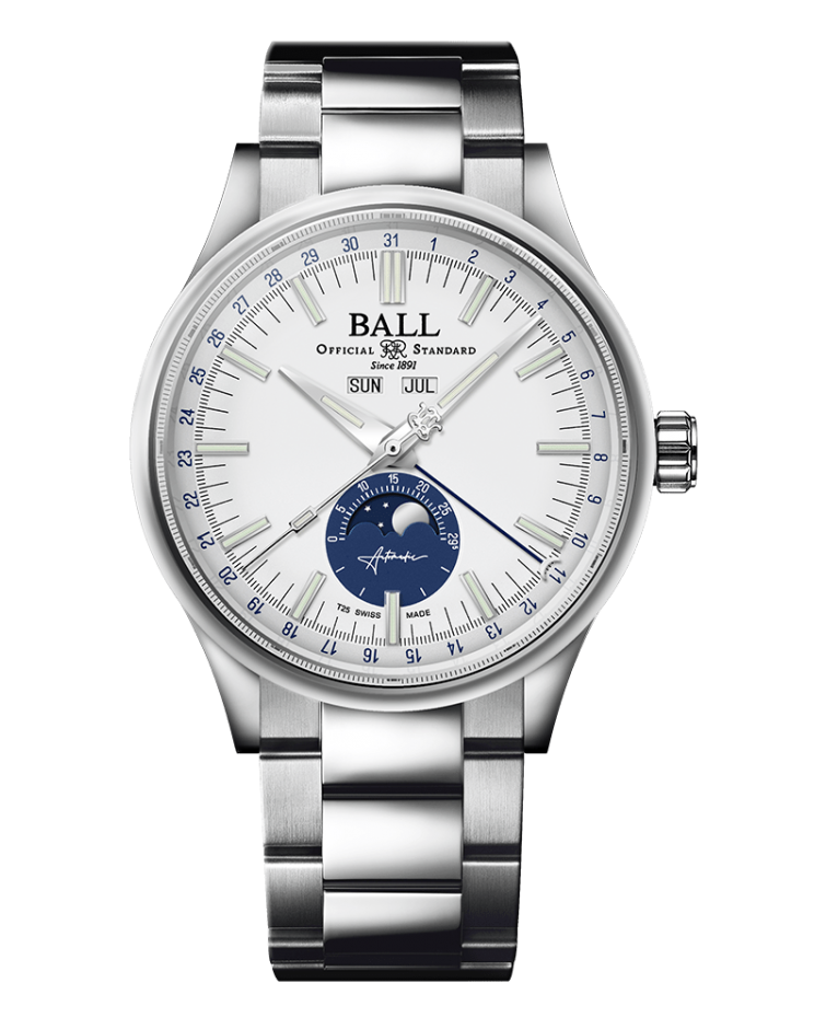 Ball Men's Watch Engineer II Moon Calendar White NM3016C-S1J-WH