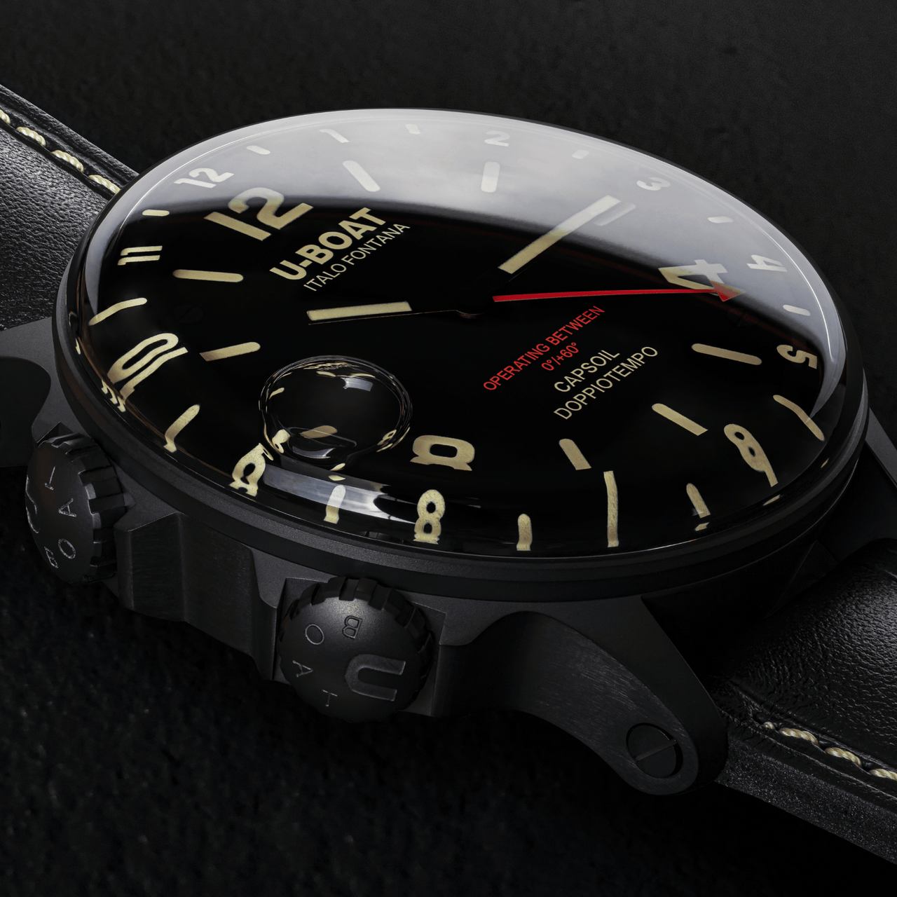 U-Boat Men's Watch Capsoil Doppiotempo 55mm DLC Black Rehaut 9671