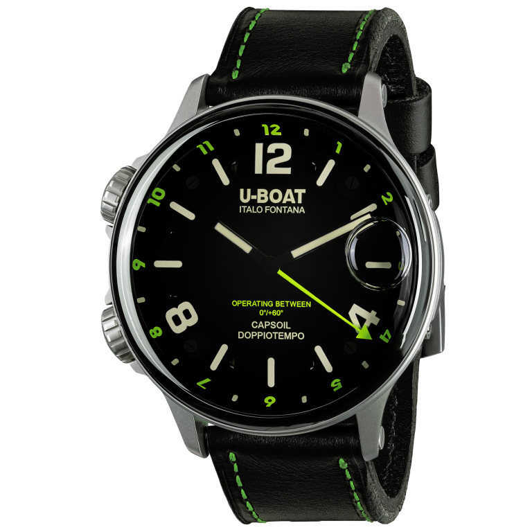 U-Boat Men's Watch Capsoil Doppiotempo 55mm Black Green Rehaut 9676