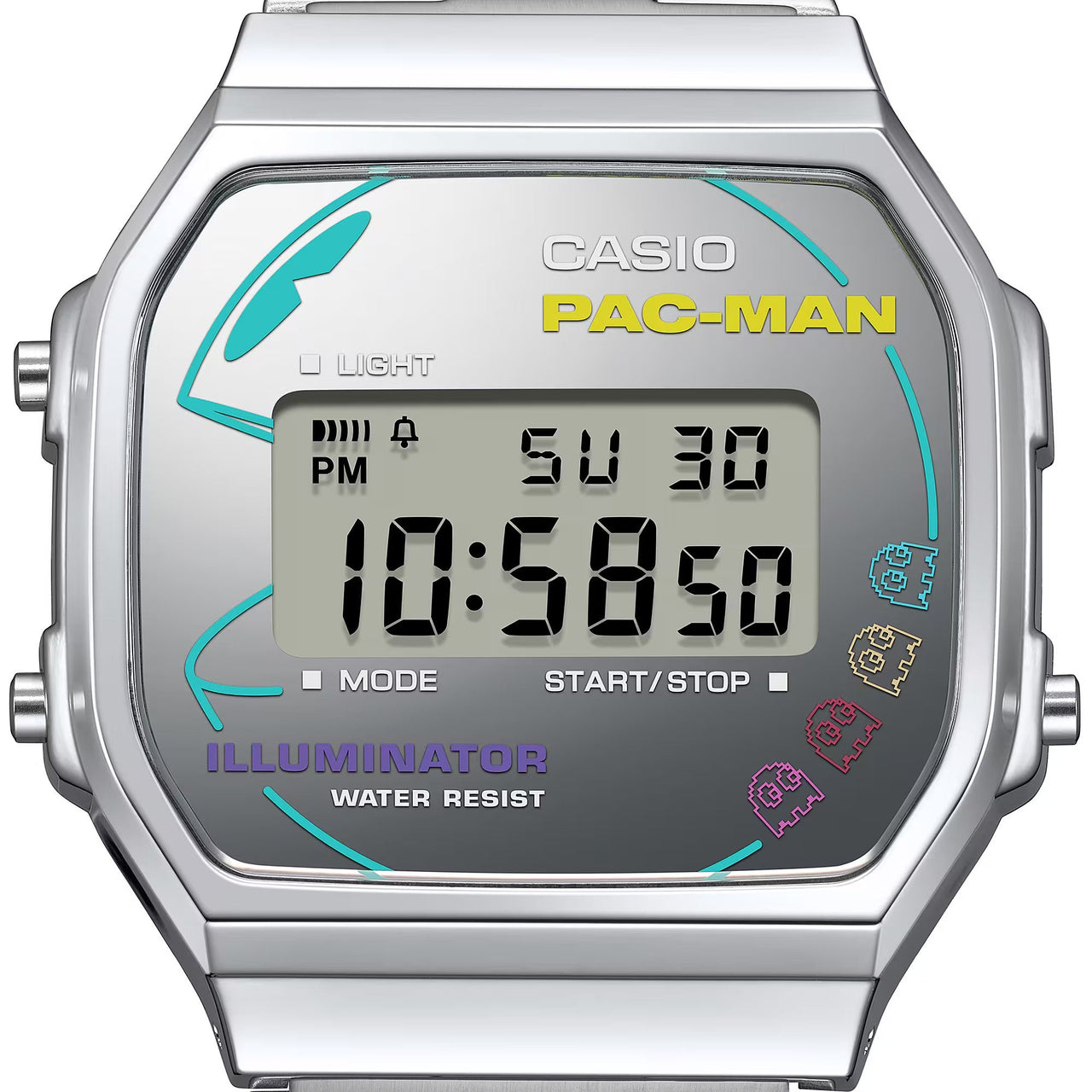 Casio Unisex Digital Watch 36mm Vintage PAC-MAN Silver